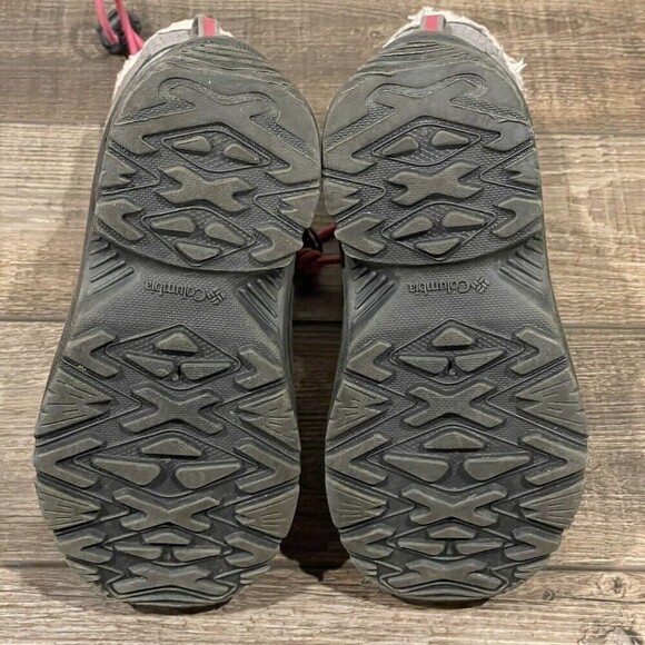 COLUMBIA Girls Youth Sz 2 Gray Waterproof Insulated Winter Snow Boots Gray Pink - Picture 7 of 8